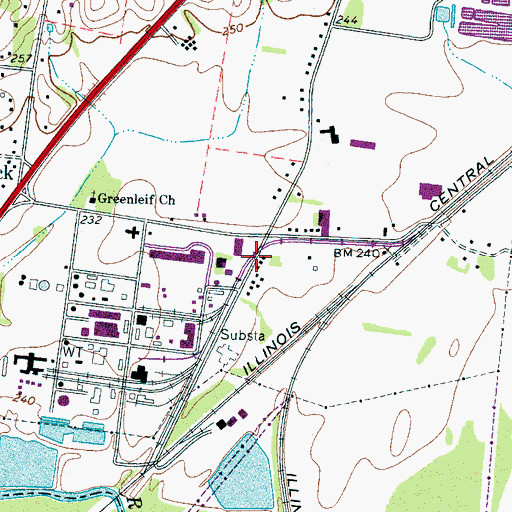 Topographic Map of Woodstock Baptist Church (historical), TN