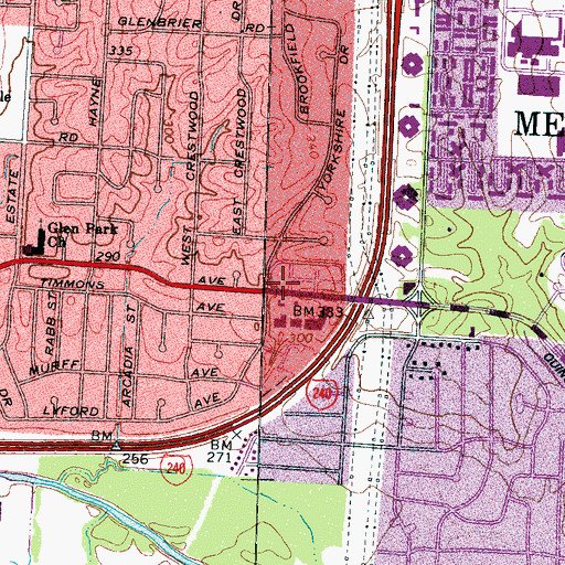 Topographic Map of Yorkshire Square Shopping Center, TN