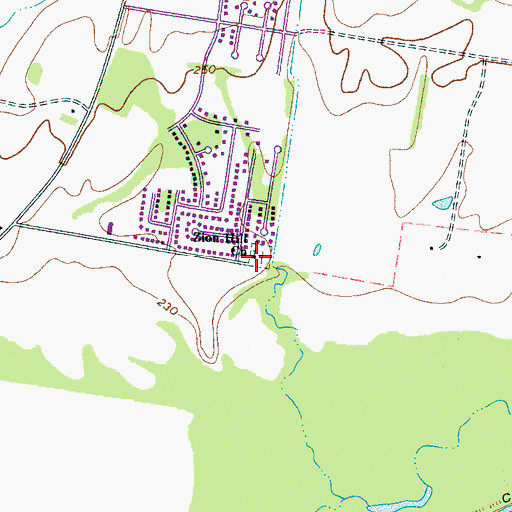 Topographic Map of Zion Hill Cemetery, TN