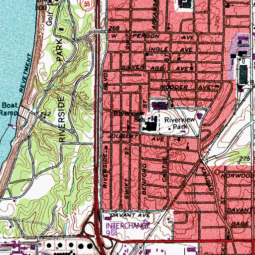 Topographic Map of Central Baptist Church, TN