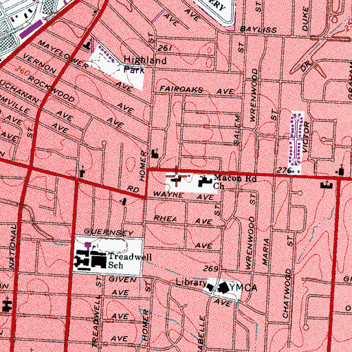 Topographic Map of Macon Christian Church, TN