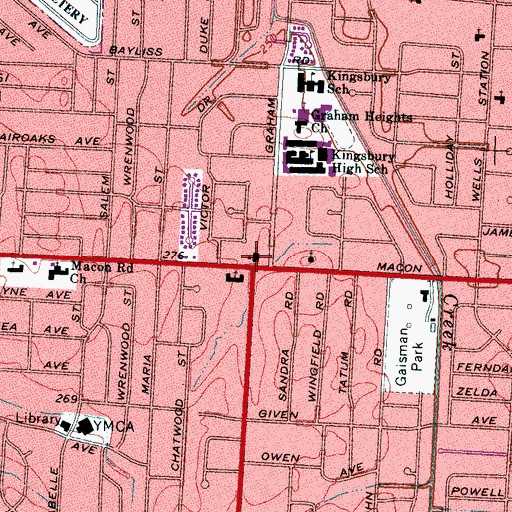 Topographic Map of Macon Road Church of Christ, TN