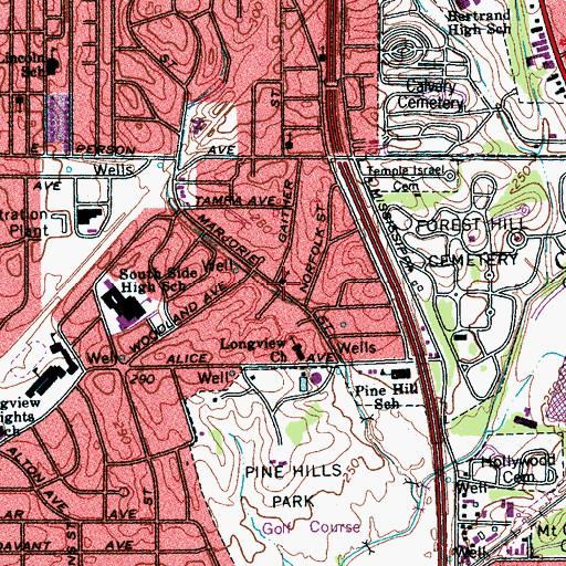 Topographic Map of Majorie Street Baptist Church, TN