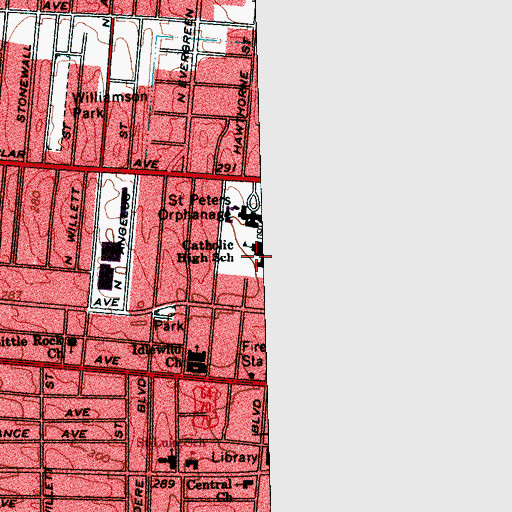 Topographic Map of Memphis Catholic High School, TN
