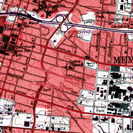 Topographic Map of Memphis Skill Center, TN