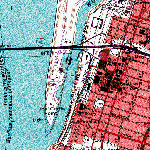 Topographic Map of Memphis Yacht Club, TN