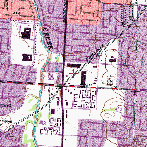 Topographic Map of Mendenhall Square Shopping Center, TN