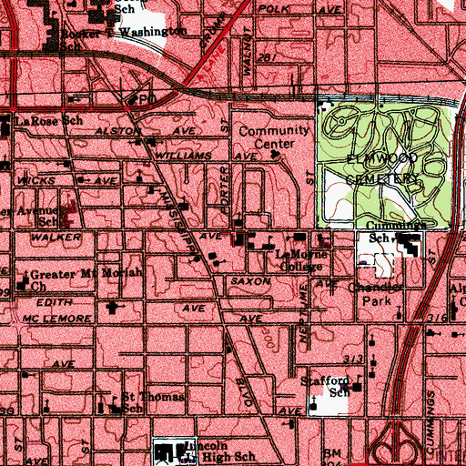 Topographic Map of Metropolitan Baptist Church, TN