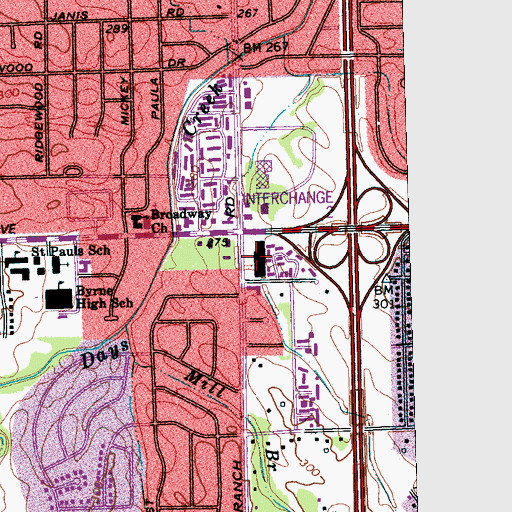 Topographic Map of Millbranch Shopping Center, TN