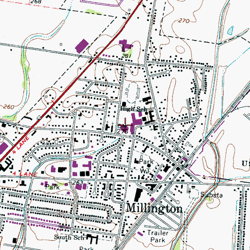 Topographic Map of Millington Elementary School, TN