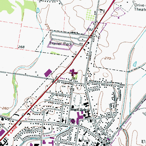 Topographic Map of Millington Middle School, TN