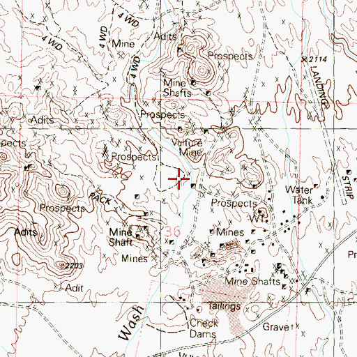 Topographic Map of Vulture Mine, AZ