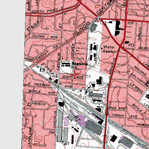 Topographic Map of Moody Chapel Christian Methodist Episcopal Church, TN