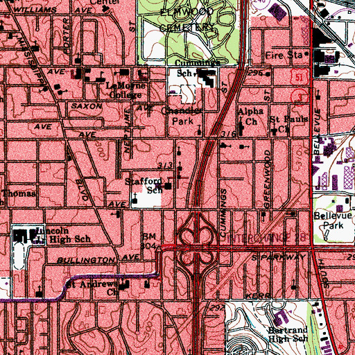 Topographic Map of Mount Olive Church of God in Christ, TN