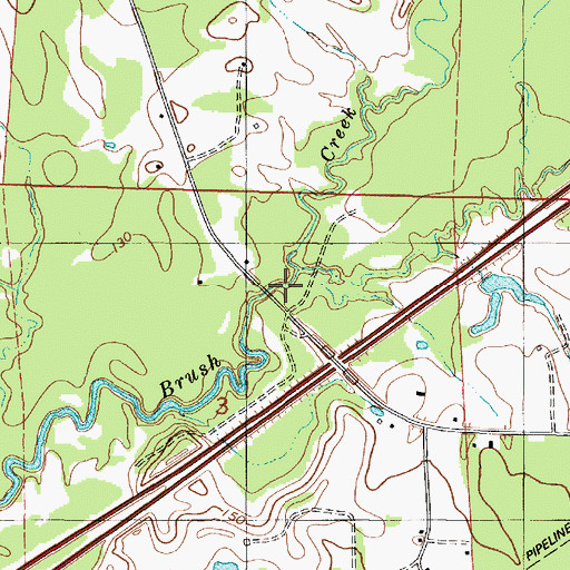 Topographic Map of Dance Branch, AL