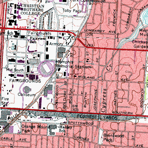 Topographic Map of Mount Pleasant Baptist Church, TN