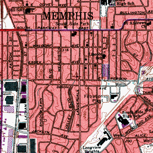 Topographic Map of Mount Sinai Baptist Church, TN