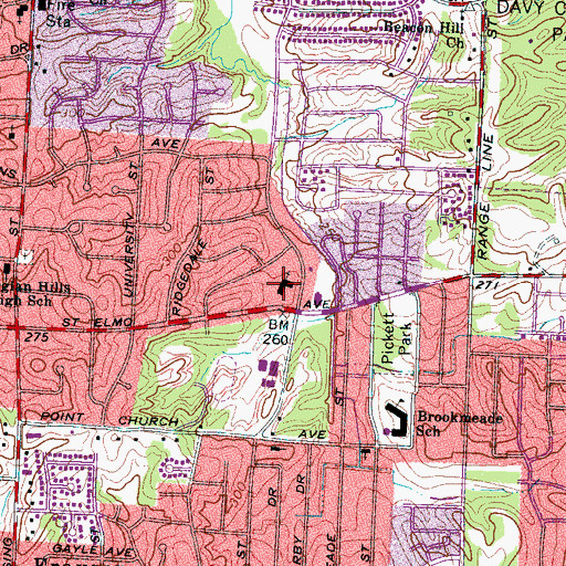 Topographic Map of Mountain Terrace Baptist Church, TN