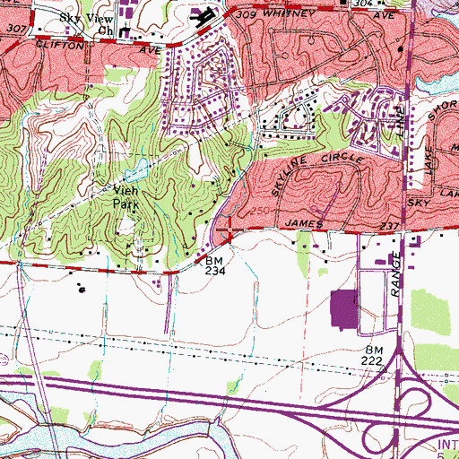 Topographic Map of Mountain Terrace Church of Christ, TN