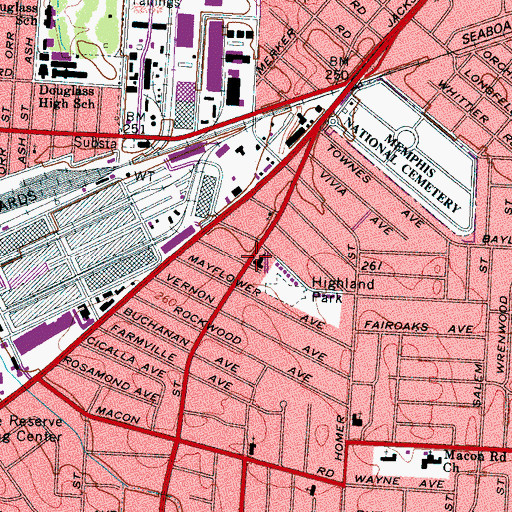 Topographic Map of National Avenue Baptist Church, TN