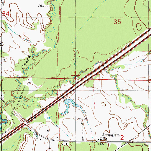 Topographic Map of Danoe Branch, AL