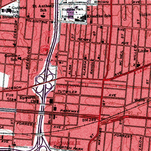 Topographic Map of New Allen Missionary Baptist Church, TN