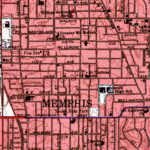 Topographic Map of New Asia Missionary Baptist Church, TN