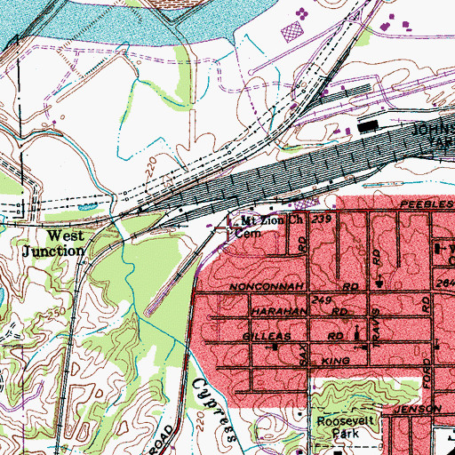 Topographic Map of New Zion Cemetery, TN