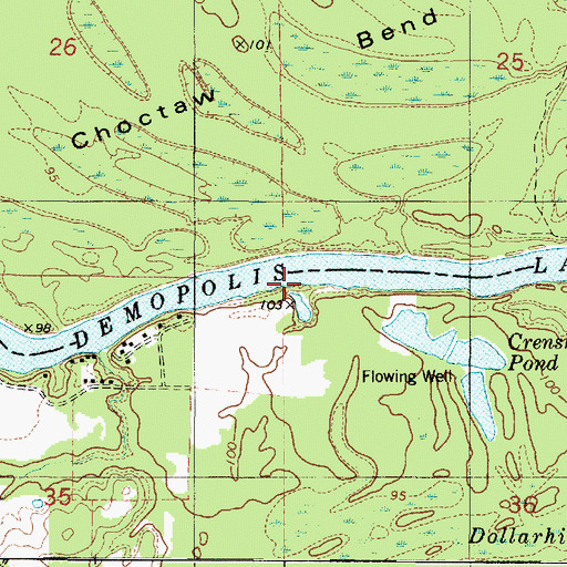Topographic Map of Duck Bar, AL