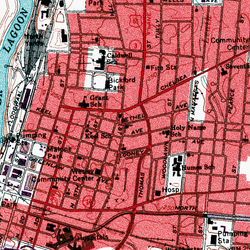 Topographic Map of Number Seventh Street Church, TN