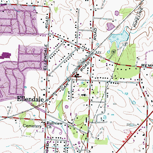 Topographic Map of Oak Elementary School, TN