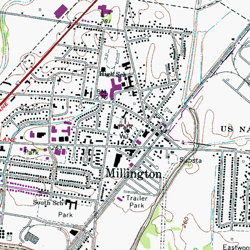 Topographic Map of Oak Park, TN