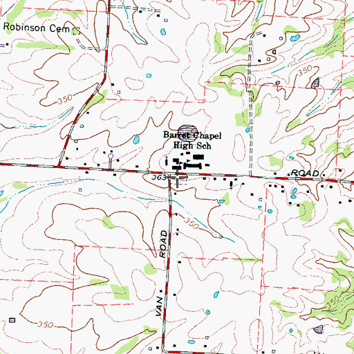 Topographic Map of Oak Springs Cemetery, TN