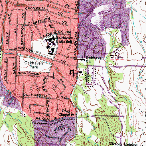 Topographic Map of Oakhaven Baptist Academy, TN