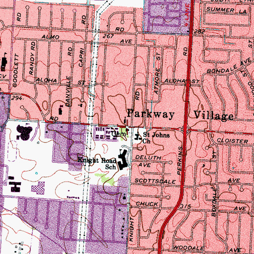 Topographic Map of Oakville Missionary Baptist Church, TN
