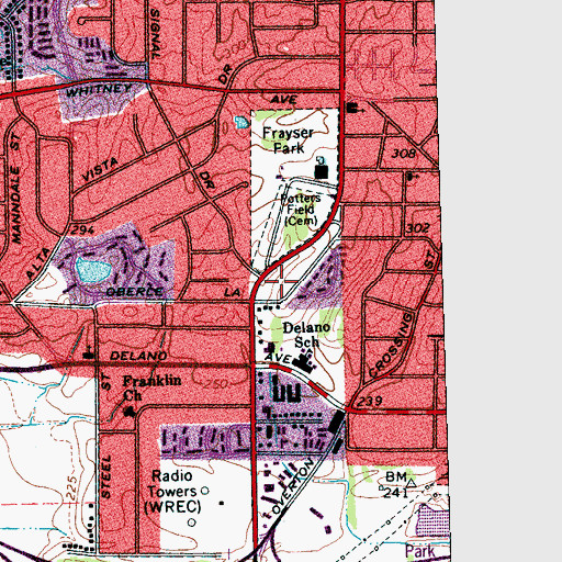 Topographic Map of Oberle-Watkins Park, TN