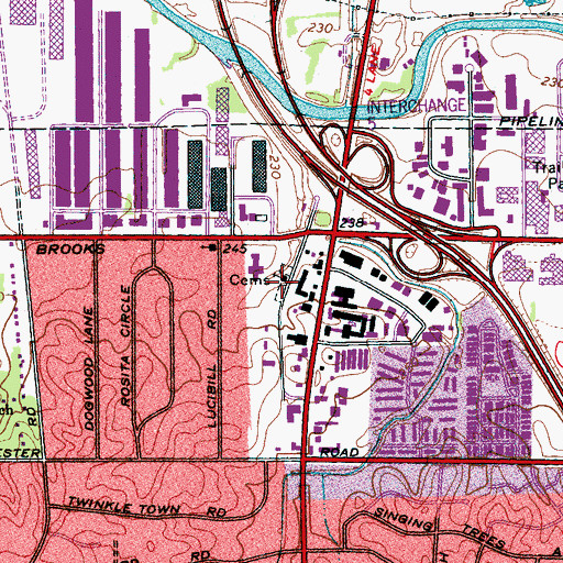 Topographic Map of Old Nonconnah Baptist Church, TN