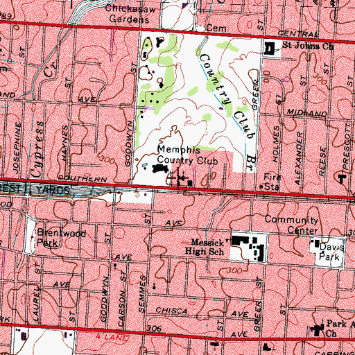 Topographic Map of Olivet Baptist Church, TN