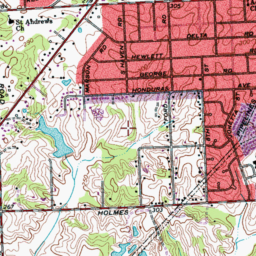Topographic Map of Otis Redding Park, TN