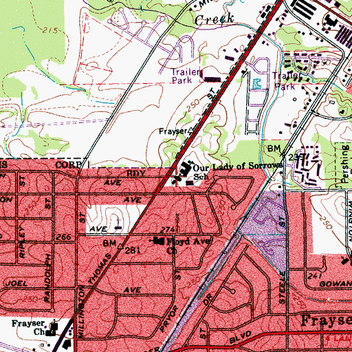 Topographic Map of Our Lady of Sorrows Catholic Church, TN