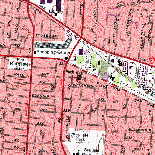 Topographic Map of Park Avenue Church, TN