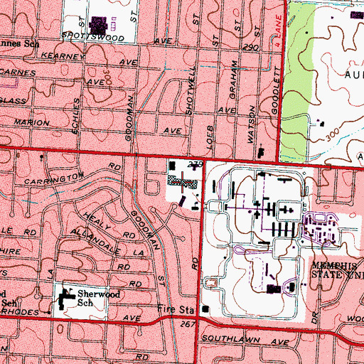 Topographic Map of Park Center Shopping Center, TN