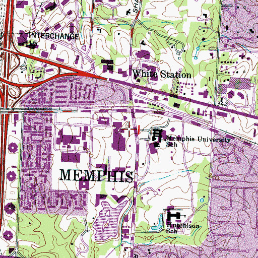 Topographic Map of Park Place Mall Shopping Center, TN