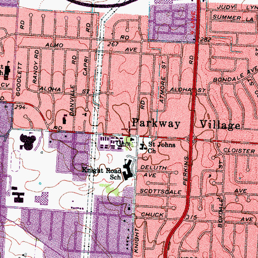 Topographic Map of Park Village Christian Church, TN