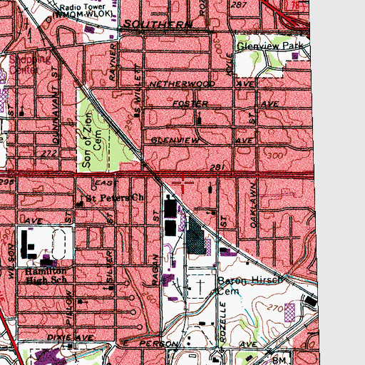 Topographic Map of Parkway Missionary Baptist Church, TN