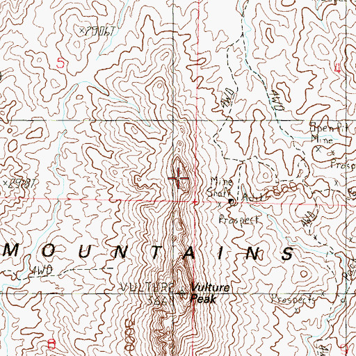 Topographic Map of Vulture Mountains, AZ