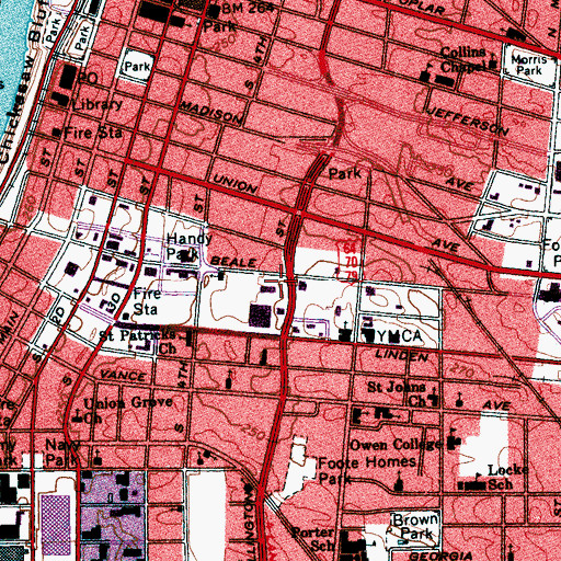 Topographic Map of Pentecostal Temple Church of God in Christ, TN