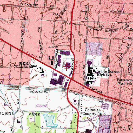 Topographic Map of Perkins Village Shopping Center, TN