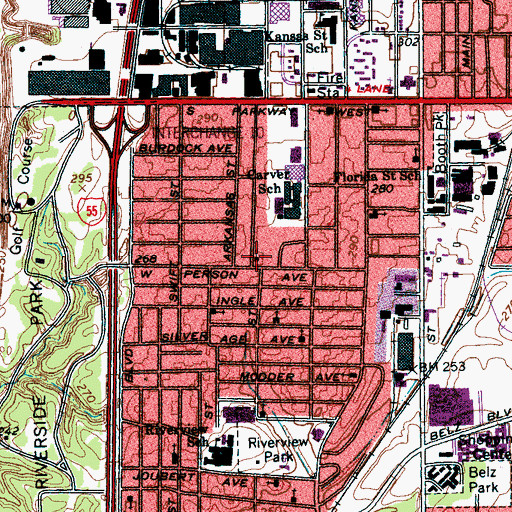 Topographic Map of Person Avenue Baptist Church, TN