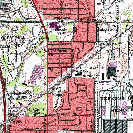 Topographic Map of Peters Rock Baptist Church, TN